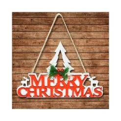 APPENDINO IN LEGNO PER ALBERO MERRY CHRISTMAS IN 3 COLORI DECORAZIONI NATALIZIE