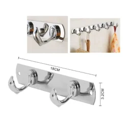 APPENDINO PORTA ASCIUGAMANI A 2 GANCI FORMA DELFINO PARETE BAGNO 18X3.2CM 56614