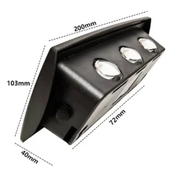 APPLIQUE SEGNAPASSO DA ESTERNO A PARETE ENERGIA SOLARE PANNELLO UP AND DOWN 6LED