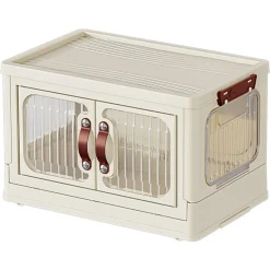 ARMADIETTO IN PLASTICA PIEGHEVOLE CON ANTE CONTENITORI TRASPARENTI CON RUOTE ARMADIO