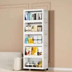 ARMADIETTO PIEGHEVOLE IN PLASTICA CON 4 RUOTE MOBILI CONTENITORI ORGANIZZAZIONE CASA UFFICIO