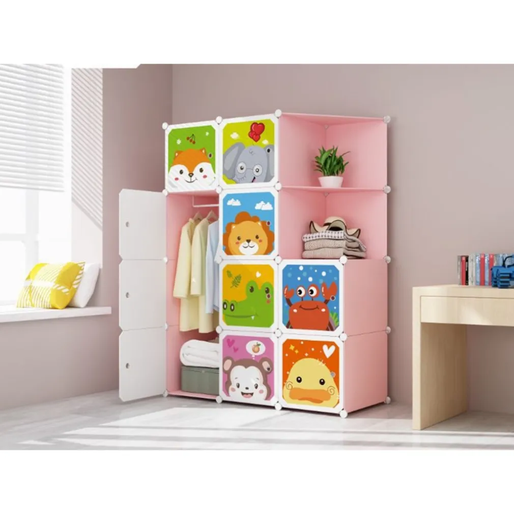 ARMADIO GUARDAROBA MODULARE A 10 CUBI CON ANTE DECORATE APPENDIABITI PERSONALIZZABILE