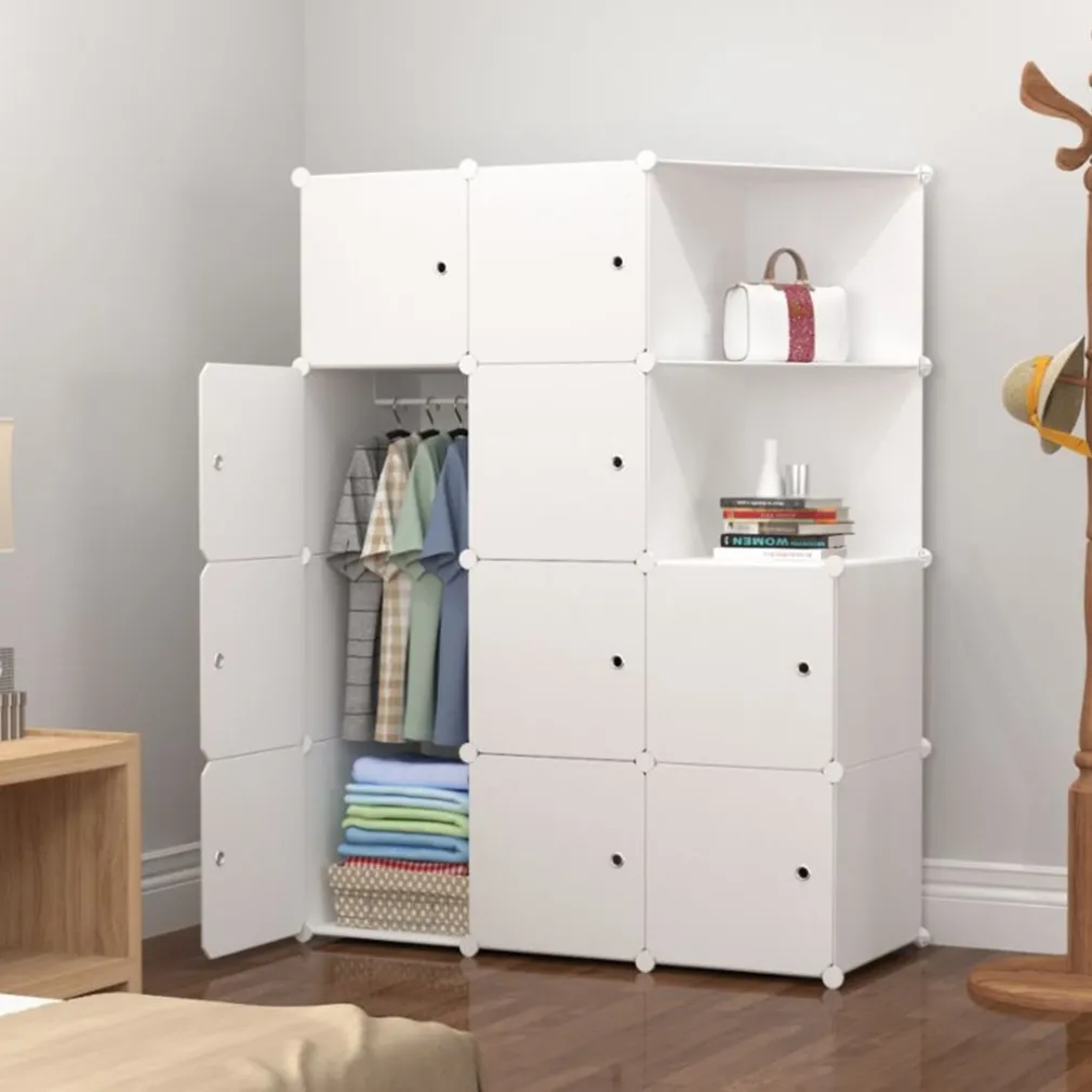 ARMADIO GUARDAROBA MODULARE A 10 CUBI CON ANTE DECORATE APPENDIABITI PERSONALIZZABILE