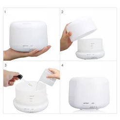 AROMATERAPIA 7 LED UMIDIFICATORE AD ULTRASUONI DEPURATORE 300ML DIFFUSORE AROMI