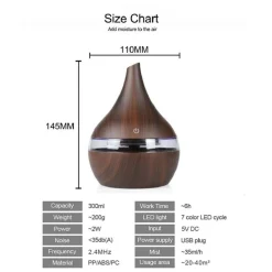 AROMATERAPIA 7 LED UMIDIFICATORE ULTRASUONI USB DEPURATORE DIFFUSORE AROMI YX041