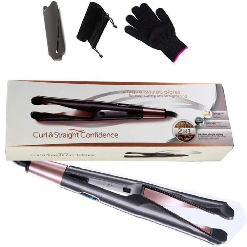 ARRICCIACAPELLI PIASTRA SPIRALE RISCALDAMENTO A PANNELLI 2IN1 CONCAVO DISPLAY LCD