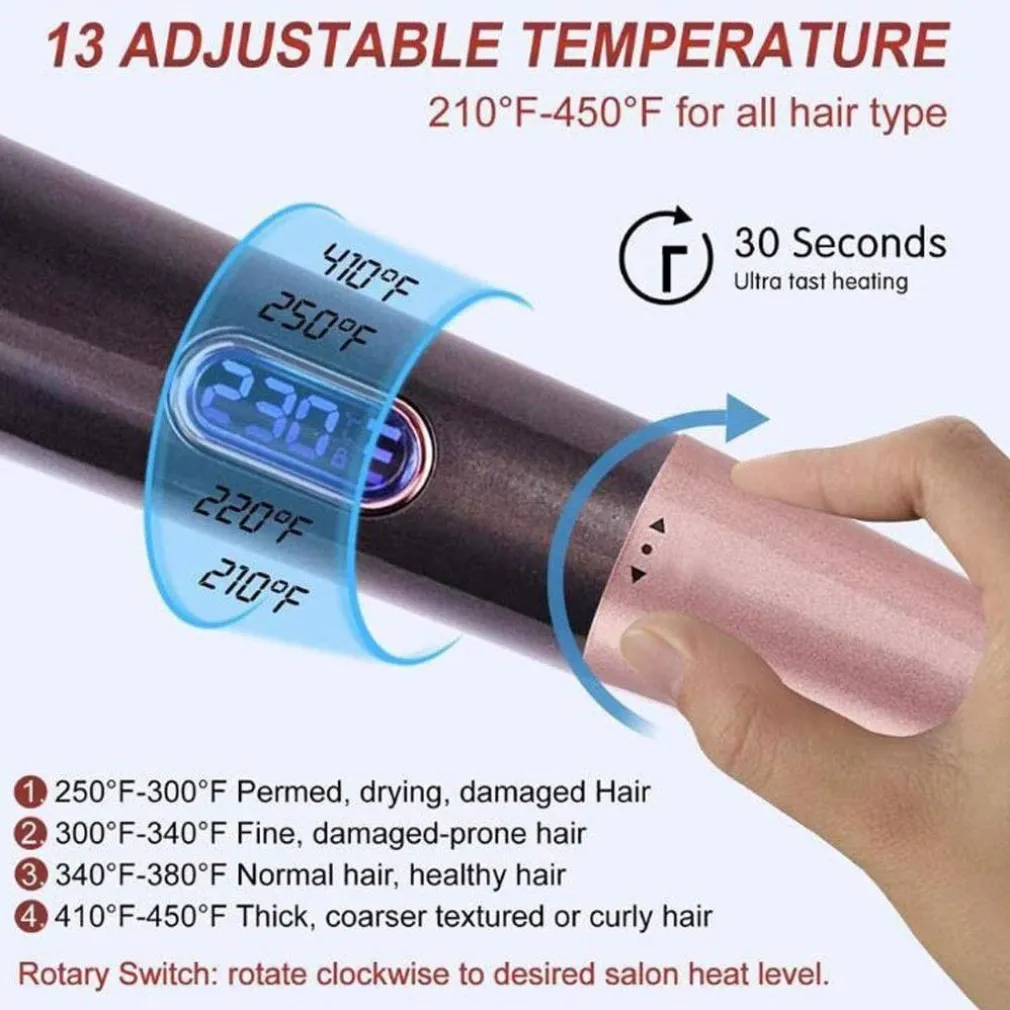 ARRICCIACAPELLI PIASTRA SPIRALE RISCALDAMENTO A PANNELLI 2IN1 CONCAVO DISPLAY LCD