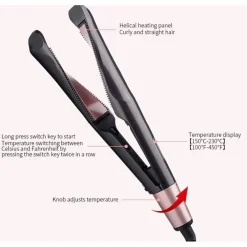 ARRICCIACAPELLI PIASTRA SPIRALE RISCALDAMENTO A PANNELLI 2IN1 CONCAVO DISPLAY LCD