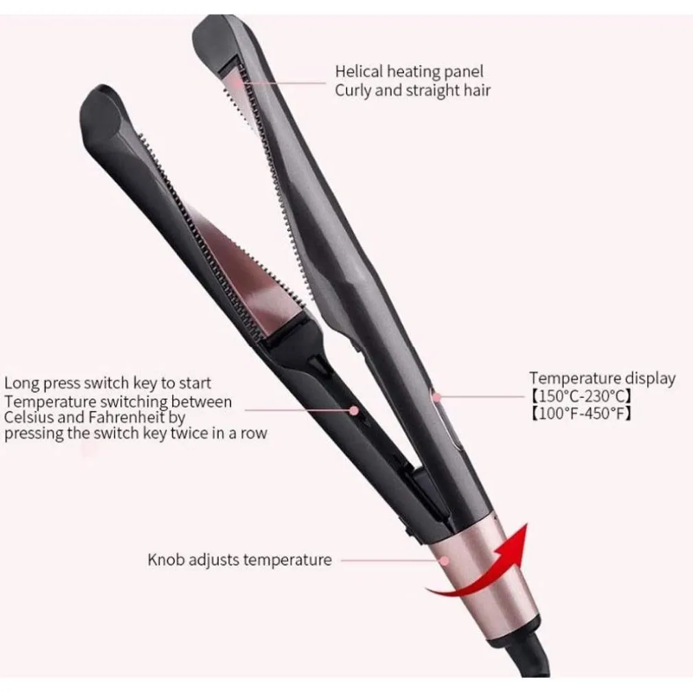 ARRICCIACAPELLI PIASTRA SPIRALE RISCALDAMENTO A PANNELLI 2IN1 CONCAVO DISPLAY LCD