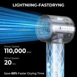 ASCIUGACAPELLI SPAZZOLA PHON PROFESSIONALE CON DIFFUSORE 7 IN 1 CAPELLI RICCI LISCI