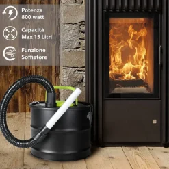 ASPIRACENERE ELETTRICO 800W SERBATOIO CAPACITÀ 15LT ASPIRAPOLVERE CENERE 4887