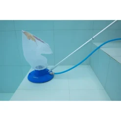 ASPIRATORE FOGLIE DETRITI PULIZIA PER PISCINA AQUASUCTION CON RUOTE SPAZZOLE 8 GETTI 58657