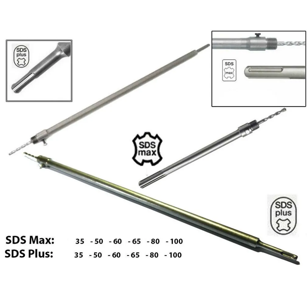 ASTA IN ACCIAIO PER FRESA A TAZZA CAROTATRICE CON ATTACCO SDS MAX O SDS PLUS CM