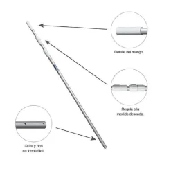 ASTA MANICO TELESCOPICO DA 360 CM IN ALLUMINO PER RETINO PULIZIA PISCINA 42399