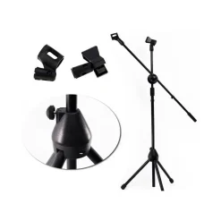 ASTA SUPPORTO PER MICROFONO PROFESSIONALE CON PINZA INNESTO TREPPIEDI REGOLABILE