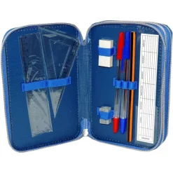 ASTUCCIO 3 SCOMPARTI ZIP CERNIERE COMPLETO TRIPLO LILO E STITCH ACCESSORI SCUOLA