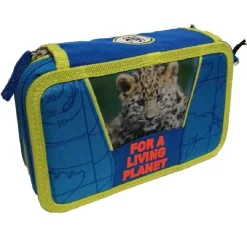 ASTUCCIO 3 SCOMPARTI ZIP WWF SCUOLA PORTAPASTELLI PENNE PENNARELLI ACCESSORIATO