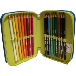 ASTUCCIO 3 SCOMPARTI ZIP WWF SCUOLA PORTAPASTELLI PENNE PENNARELLI ACCESSORIATO