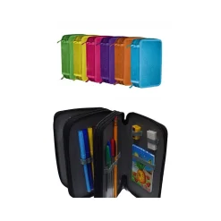 ASTUCCIO COLORATO 3 ZIP SCOMPARTO ACCESSORIATO 27PZ PASTELLI PENNARELLI SCUOLA