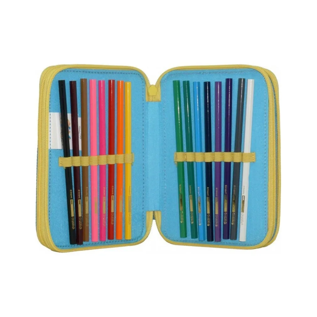 ASTUCCIO COMPLETO 3 SCOMPARTI ZIP DONUTS BTS PORTAPASTELLI PENNARELLI SCUOLA