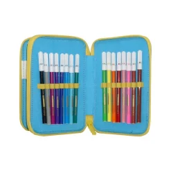 ASTUCCIO COMPLETO 3 SCOMPARTI ZIP DONUTS BTS PORTAPASTELLI PENNARELLI SCUOLA