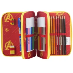 ASTUCCIO COMPLETO 3 ZIP AVENGERS SUPEREROI ACCESSORIATO BAMBINI SCUOLA ELEMNTARE