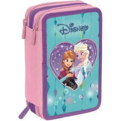 ASTUCCIO COMPLETO 3 ZIP FROZEN ELSA ANNA ACCESSORIATO BAMBINE SCUOLA