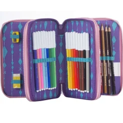 ASTUCCIO COMPLETO 3 ZIP FROZEN ELSA ANNA ACCESSORIATO BAMBINE SCUOLA