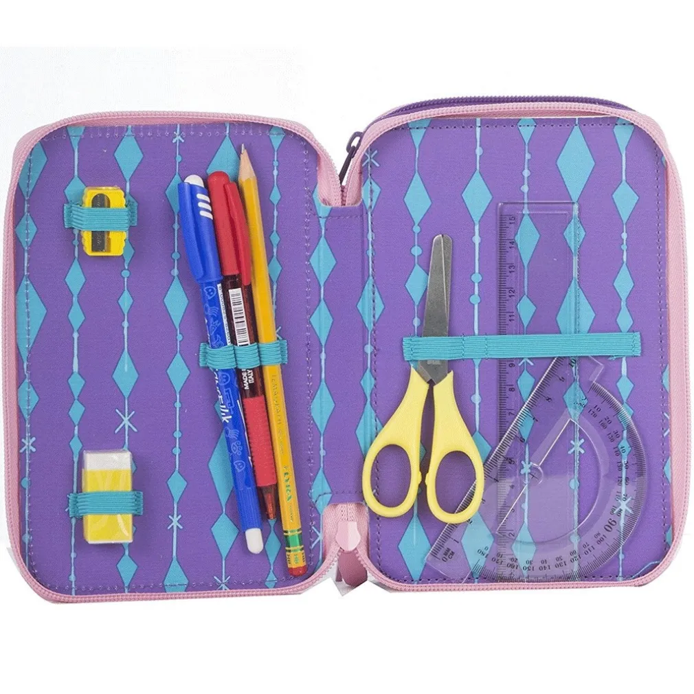 ASTUCCIO COMPLETO 3 ZIP FROZEN ELSA ANNA ACCESSORIATO BAMBINE SCUOLA