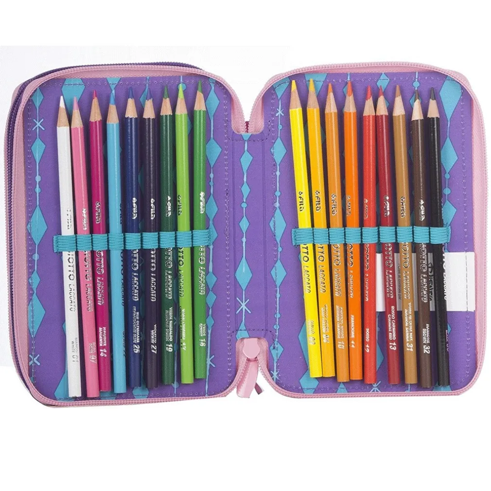 ASTUCCIO COMPLETO 3 ZIP FROZEN ELSA ANNA ACCESSORIATO BAMBINE SCUOLA