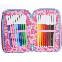 ASTUCCIO COMPLETO 3 ZIP PRINCIPESSE DISNEY ACCESSORIATO BAMBINE SCUOLA
