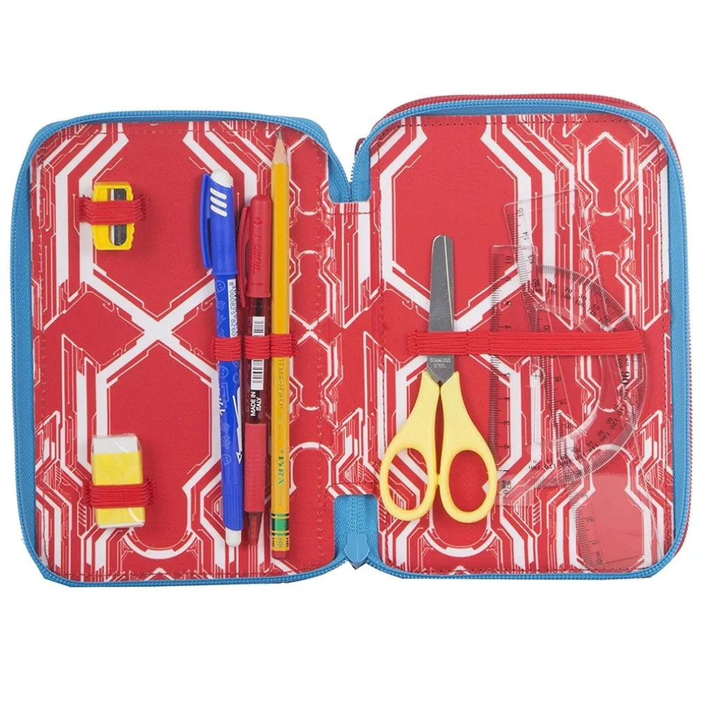 ASTUCCIO COMPLETO 3 ZIP SPIDERMAN UOMO RAGNO ACCESSORIATO BAMBINI SCUOLA DELUX