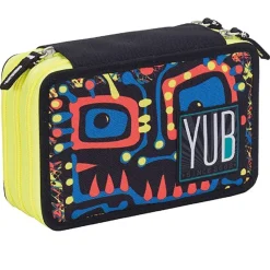 ASTUCCIO COMPLETO 3 ZIP TRIPLO SCOMPARTO SVALVOLATI ACCESSORI SCUOLA GIALLO