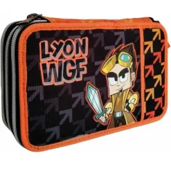 ASTUCCIO COMPLETO MULTICOLORE LYON GAMER 3 ZIP ACCESSORI SCUOLA PORTAPASTELLI
