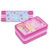 ASTUCCIO COMPLETO PORTAPENNE 3 SCOMPARTI CERNIERE PEPPA PIG CON ACCESSORI SCUOLA