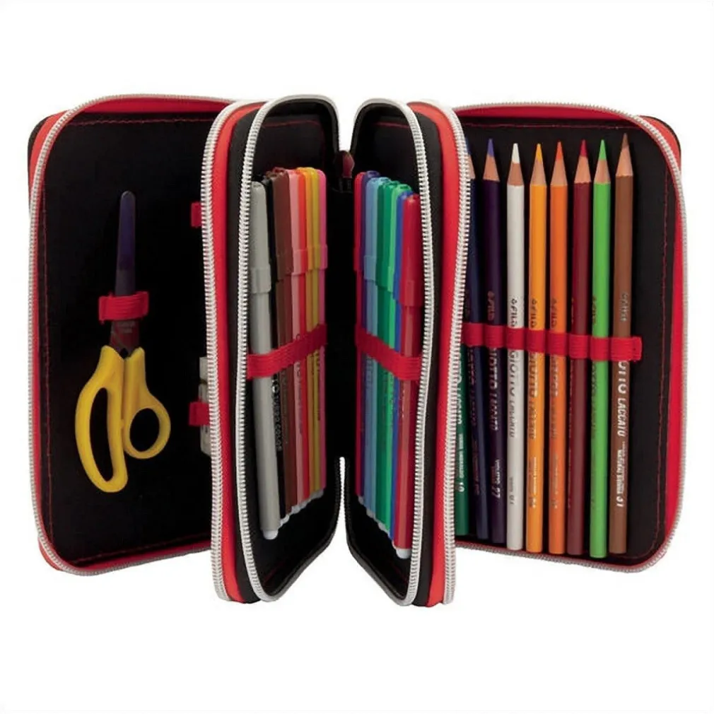 ASTUCCIO GORMITI SCUOLA 3 PIANI COMPLETO PORTAPASTELLI PORTAPENNE PENNARELLI