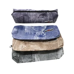ASTUCCIO JEANS STAMPATO PORTAPENNE PORTAPASTELLI COSMETICI ZIP SCUOLA