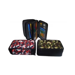 ASTUCCIO MIMETICO CON 3 ZIP TRIPLO SCOMPARTO ACCESSORIATO 27 PZ. SCUOLA BAMBINI