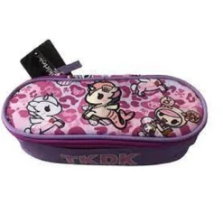 ASTUCCIO OVALE ORGANIZZATO ROSA PORTAPASTELLI PENNE ACCESSORI SCUOLA PER BAMBINE