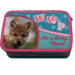 ASTUCCIO PORTA PENNE 3 ZIP CERNIERE WWF PANINI COLLEZIONE PORTAPASTELLI SCUOLA
