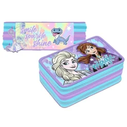 ASTUCCIO PORTAPASTELLI PENNE 3 ZIP CERNIERE FROZEN DELUXE SCUOLA 12,5X6X19,5 CM