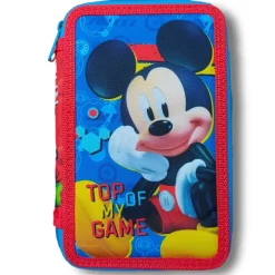 ASTUCCIO PORTAPASTELLI SCUOLA 3 ZIP TOPOLINO ACCESSORIATO PASTELLI PENNARELLI MM