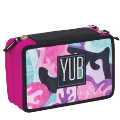 ASTUCCIO PORTAPASTELLI SCUOLA 3 ZIP YUB MURALES PENNARELLI FUXIA VERDE ACQUA