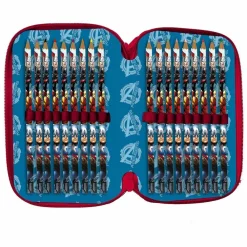 ASTUCCIO PORTAPASTELLI SCUOLA 3 ZIP CERNIERA AVENGERS SUPEREROI ACCESSORIATO