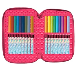 ASTUCCIO PORTAPASTELLI SCUOLA 3 ZIP FROZEN ACCESSORIATO CON PASTELLI PENNARELLI