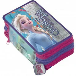 ASTUCCIO PORTAPENNE 3 ZIP SCOMPARTI COMPLETO FROZEN II ACCESSORI SCUOLA BAMBINE