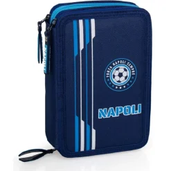 ASTUCCIO SCUOLA NAPOLI AZZURRI PARTENOPEI MULTISCOMPARTO 3 ZIP PENNARELLI GIOTTO