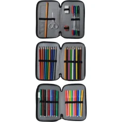 ASTUCCIO SCUOLA OVERLOOK MULTISCOMPARTO 3 ZIP PORTACOLORI PENNARELLI PENNE