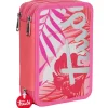 ASTUCCIO SCUOLA TRIPLO TRUDI FENICOTTERO SCUOLA COMPLETO PORTAPASTELLI ROSA