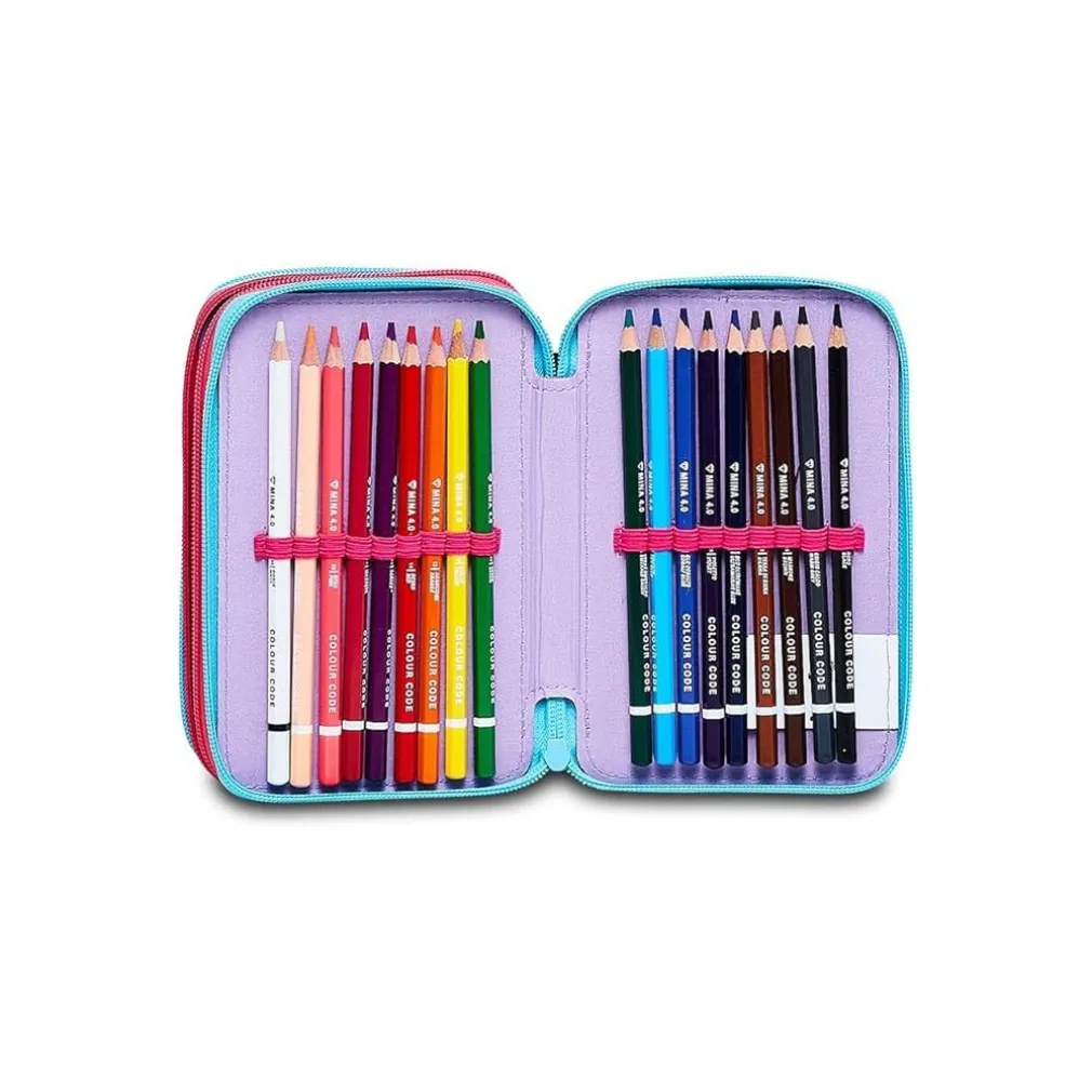 ASTUCCIO STITCH E LILO 3 ZIP PER SCUOLA ELEMENTARE COMPLETO DI ACCESSORI SEVEN